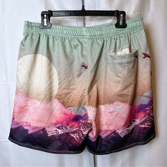 YOUNGLA 141 The Block Party Shorts Sedona Sunrise XXL Heavy Mesh Drawstring Art - Picture 7 of 9